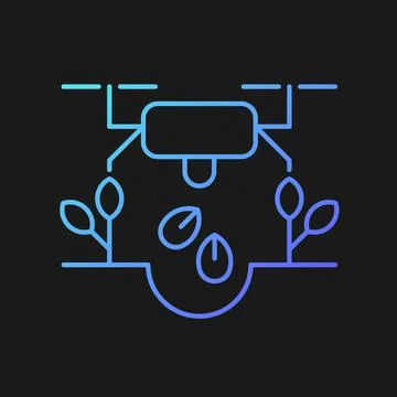 Drones for planting gradient vector icon for dark theme Illustrazione stock
