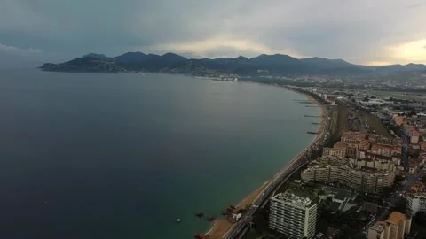 Drones point of view on Cannes coastline Stock Footage 262985666