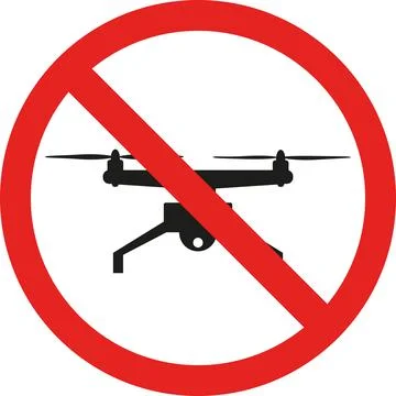 Drones prohibited area or no drone zone sign. Stock Illustration