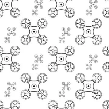 Drones seamless pattern stylish texture. Vector illustration. Illustrazione stock