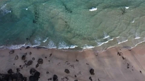 Drone's Sunset Magic: Aerial Bliss on Fuerteventura's Beach Video stock 197411176