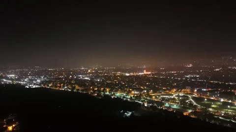 A Drone's Sweeping Vista Over a Luminous Cityscape Video stock 313444158