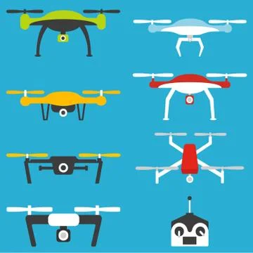 Drones vector set. Stock Illustration