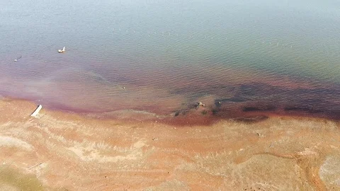 Drones view, water surface in summer dam, environmental concept Stock Footage 122532445