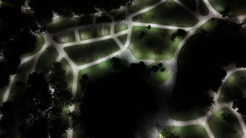 A Drone's Zenithal Glimpse Over Luminous Paths Stock Footage 313435358