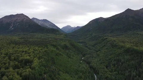 Droneshot of Alaskan Wilderness 4K Stock Footage 221683142