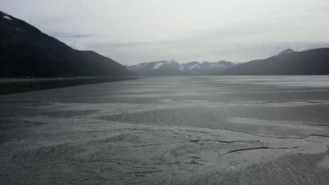 Droneshot of low tide at the turnagain arm alaska 4K Stock Footage 221681931
