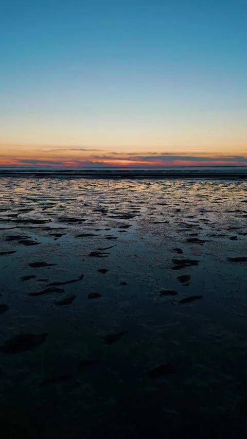 Droneshot sunset at seaside vertical Stock Footage 247270007