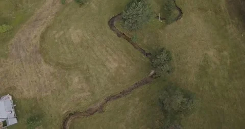 DroneShotTopDown Meandra River Stock Footage 235707135