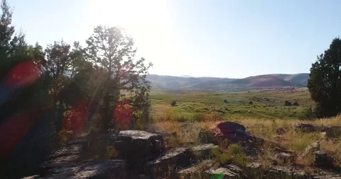 Droning Over Field 4K Video stock 123483717