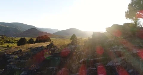 Droning Over Field During Sunset 4K Video stock 123483760