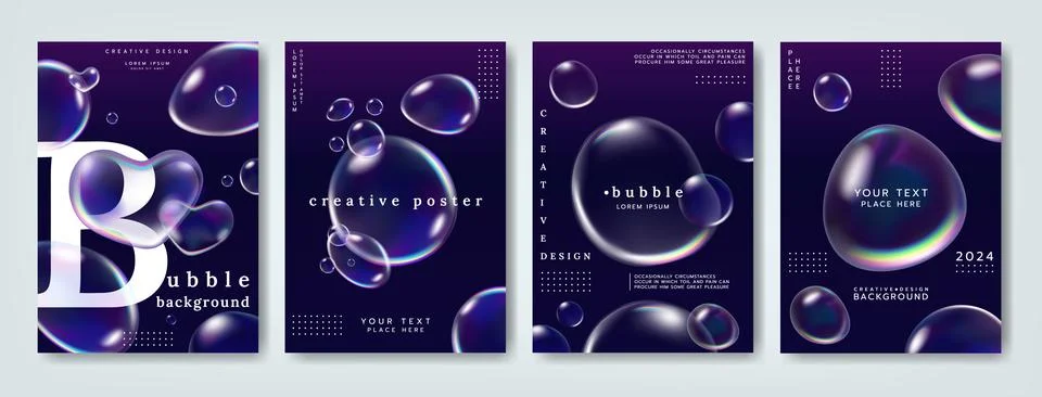 Drop, abstract poster. Soap bubbles background. Black design paint, cover design Illustrazione stock