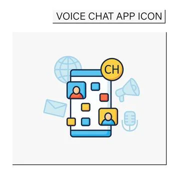 Drop in audio chat app color icon Stock Illustration