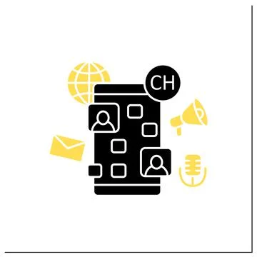 Drop in audio chat app glyph icon Stock Illustration