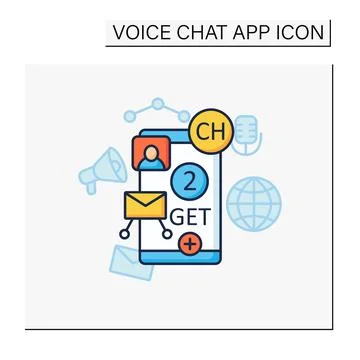 Drop-in-audio chat invite color icon Stock Illustration