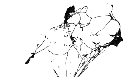 Drop of Black oil collides in zero gravity on white background super slow motion Stock Footage 200549744