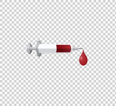 Drop of blood falling from syringe, Drop of blood, transparent background PNG Stock Illustration