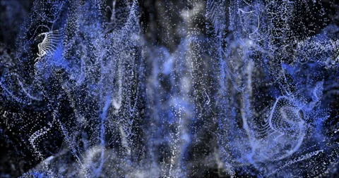 A drop of blue and white particles on a black background close-up Stock Footage 260625500