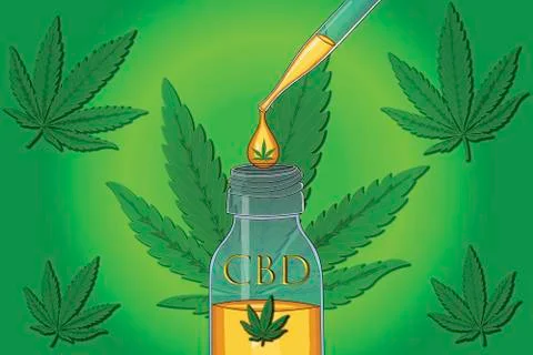 Drop CBD oil into the bottle Stock Illustration