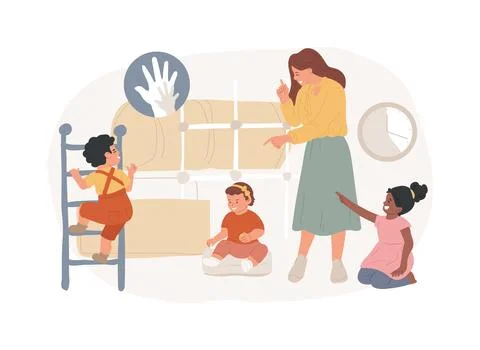 Drop-in childcare isolated concept vector illustration. Ilustración de archivo