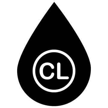 Drop with chlorine icon on white background. Water containing chlorine sign. Stock Illustration