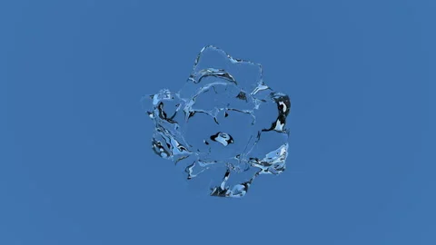 A drop of clear liquid rotates on a blue background and splashes. Vídeos de archivo 127378054