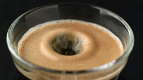  Drop of coffee fall on espresso Video stock 81807188