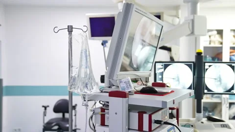 Drop counter and monitors in the surgery room. Close look at the equipment  Stock Footage 173914617