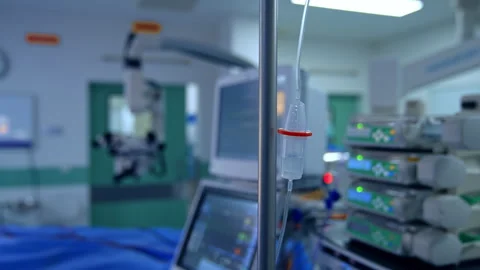 Drop counter dripping in the surgery room Stock Footage 302084348
