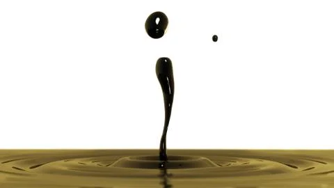 Drop of crude oil macro with the focus effect (side view on white background) Stock Illustration