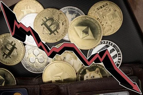 Drop of cryptocurrencies Stock Photos