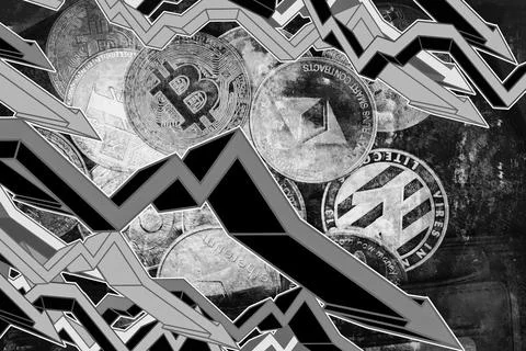 Drop of cryptocurrencies Stock Photos