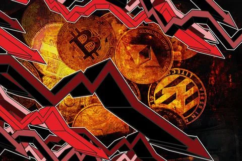 Drop of cryptocurrencies Stock Photos