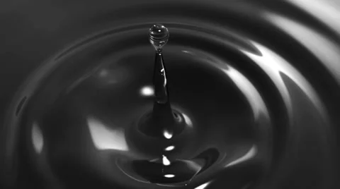 Drop of dark water macro with the focus effect HD video (slow motion) Stock Footage 55336971