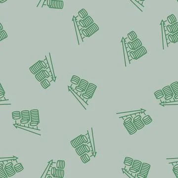 Drop decline fall trend gold coin line seamless pattern Illustrazione stock