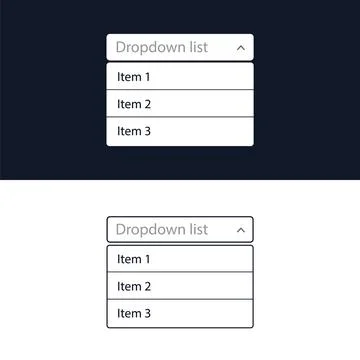 Drop-down list with menu items for the website. The view is in the expanded Stock Illustration