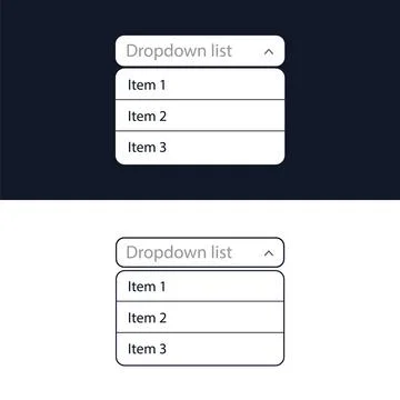 Drop-down list with menu items for the website. The view is in the expanded Stock Illustration