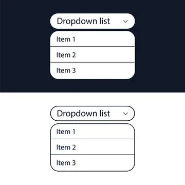 Drop-down list with menu items for the website. The view is in the expanded Stock Illustration