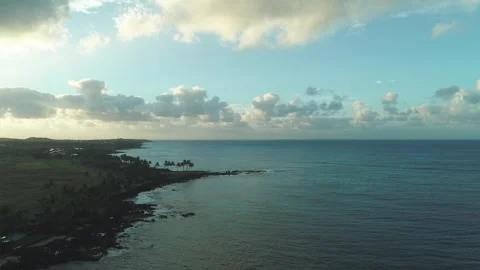 Drop Down Over Morning Blue Ocean Stock Footage 256680337