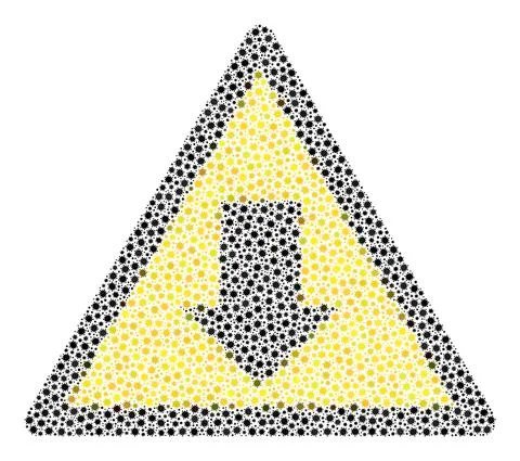 Drop Down Warning Composition Icon with Coronavirus Infection Elements Stock Illustration