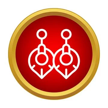 Drop earrings vector icon in red circle Stock Illustration