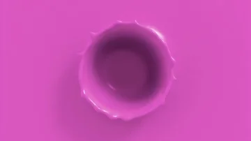 Drop falling in slow motion in pink paint and making beautiful crown splash Stock Footage 85877074