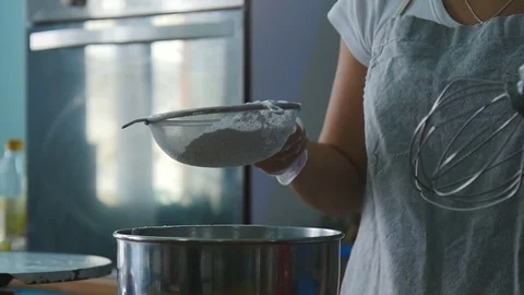 Drop flour slow motion Stock Footage 75541370