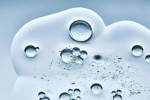 A drop of gel serum with bubbles. The texture. View from below. Foto stock