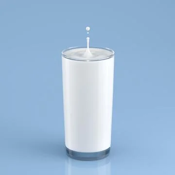 A drop in a glass of milk 3D render Stock Illustration