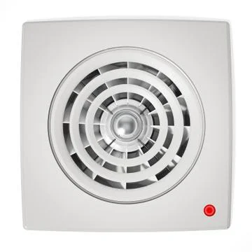 Drop grid ceiling fan isolated on white background. 3D illustration Illustrazione stock