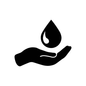 A drop icon flat . Hand and water drop icon Stock Illustration