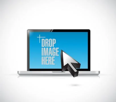Drop image here message on a computer Stock Illustration