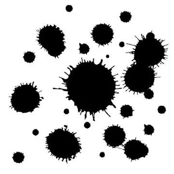 A drop of ink, diffuse spots. Grunge ink blots and drops. High quality manually Stock Illustration