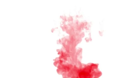 A drop ink in liquid. Red pigment curls in water and move in slow motion. Use Stock Footage 76999664